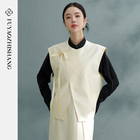 新中式马甲女2026早春新款国风原创系带素色淡雅上衣春