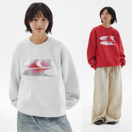 CryingCenter 渐变粉银3clogo宽松圆领长袖加绒卫衣 哭喊中心 商品图0