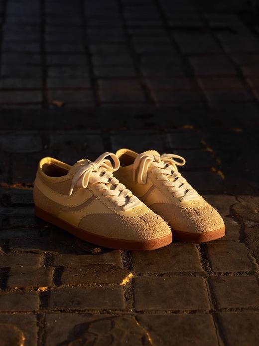 faytobe新品绒面休闲小牛皮羊皮轻盈德训鞋系带方圆头运动鞋柔美 商品图1