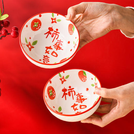 【新年伴手礼】柿事如意碗筷礼盒套装 龙年纳福开运 陶瓷礼碗筷子 龙年送礼  年货礼盒 商品图2