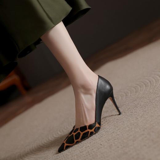 尖头细跟高跟鞋，拼色马毛时装鞋名媛辣妈单鞋CWCD&CW259-2 商品图2