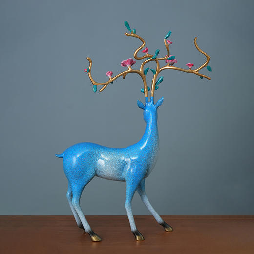 纯铜梅花鹿一鹿生花摆件大号招财鹿家居客厅进门玄关电视柜装饰品古法铸造 商品图11