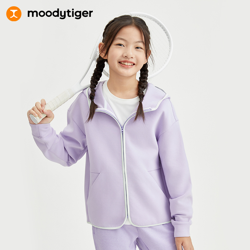 【专属】moodytiger女童空气层外套24年春季新品连帽款式户外运动服41210401