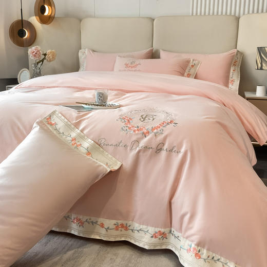 新款加厚新疆全棉长绒棉刺绣磨毛纯棉四件套床单被套 商品图1