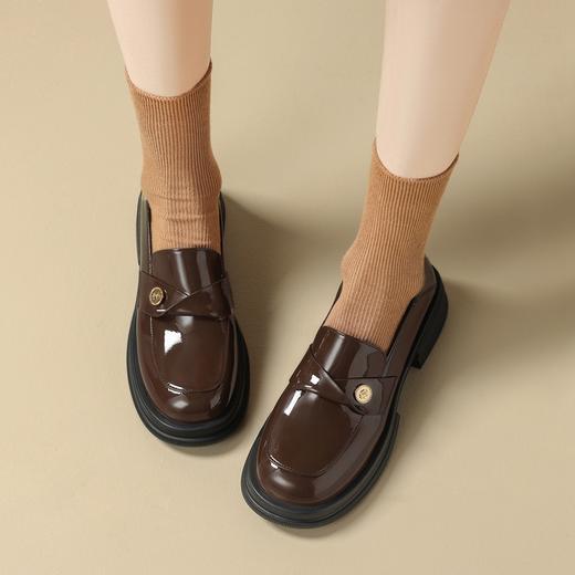 ZHR美拉德风乐福鞋2024新款时尚小金币一脚蹬单鞋ins山茶花小皮鞋 商品图6