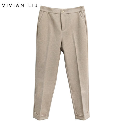 VIVIAN LIU薇薇安刘TR2357509秋女装新款斜插兜裤脚翻边直筒裤 商品图0