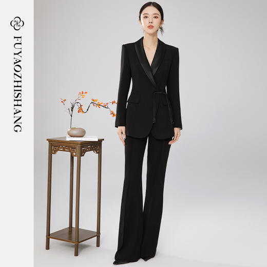原创新中式盘扣西装短外套女2026春小众西服阔腿裤套装 商品图2