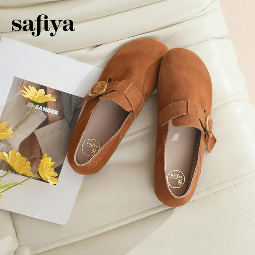 Safiya/索菲娅 2024春新款复古勃肯鞋一脚蹬两穿软底单鞋 SF41112145 商品图7