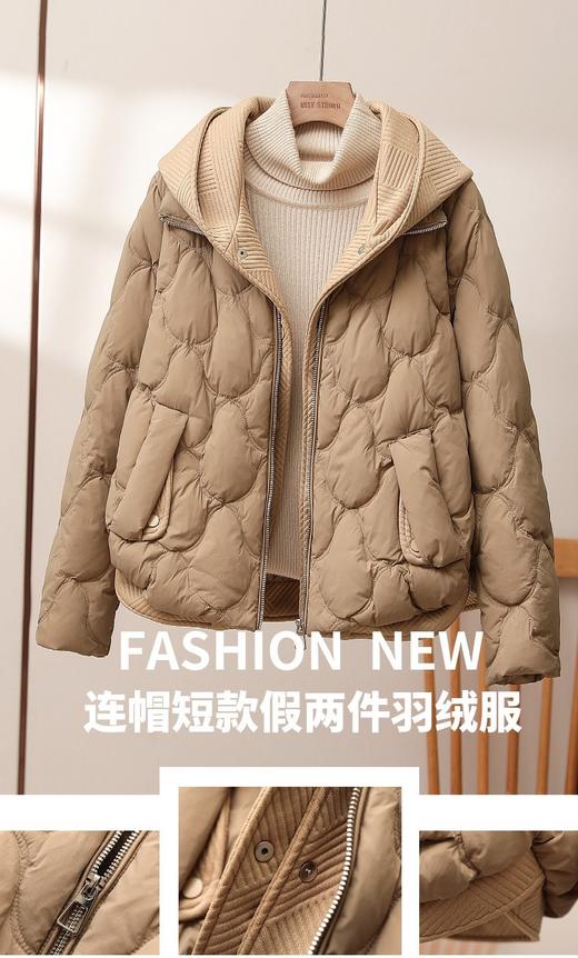 福利款~丁摩 连帽加厚白鸭绒假两件短裤羽绒服XYH01 商品图3