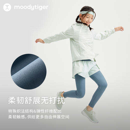 【专属】moodytiger女童裤子24年春季新品弹力拼接个性运动紧身假两件41211502 商品图3