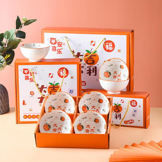 【新年伴手礼】柿事如意碗筷礼盒套装 龙年纳福开运 陶瓷礼碗筷子 龙年送礼  年货礼盒 商品图5