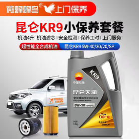 昆仑KR9高性能全合成5W-20/40 4L +机滤+检测+工时费+上门服务费【高性能全合成机油保养套餐】