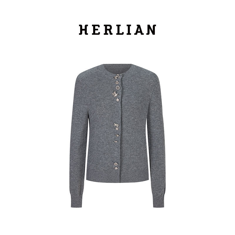 HL2DSSSW1011 纽扣装饰羊毛针织开衫