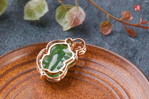 18K金镶钻和田碧玉【招财貔貅】吊坠 商品图3