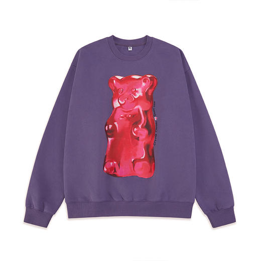 CryingCenter 秋冬保暖厚实莓紫色手绘小熊软糖卫衣 哭喊中心 商品图4