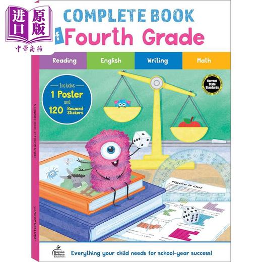 【中商原版】四年级练习全书 词性写作及其他 Carson Dellosa The Complete Book of 4th Grade Workbook 美国CarsonDellosa 商品图0
