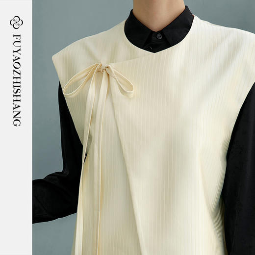 新中式马甲女2026早春新款国风原创系带素色淡雅上衣春 商品图3