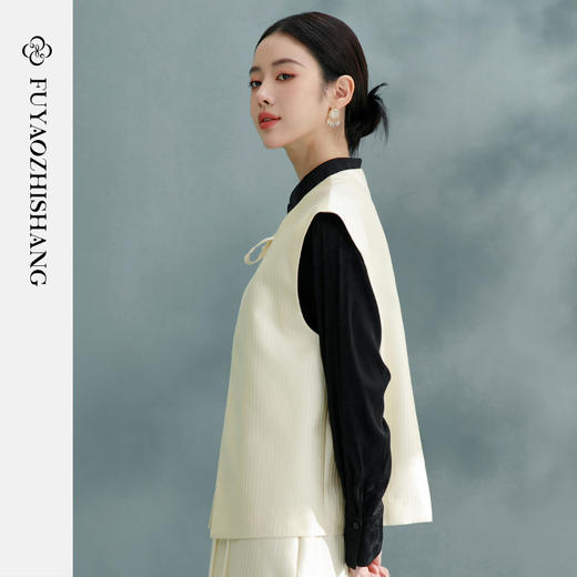 新中式马甲女2026早春新款国风原创系带素色淡雅上衣春 商品图6