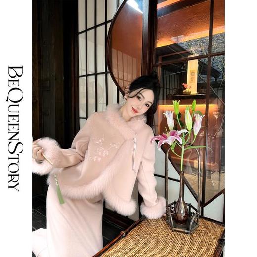 BeQueenStory【梅香如故】高支全羊毛双面呢拼狐狸毛外套&半裙套装 商品图3