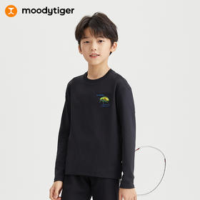 【专属】moodytiger儿童长袖T恤24年春季新品宽松弹力圆领排汗运动衫31110101