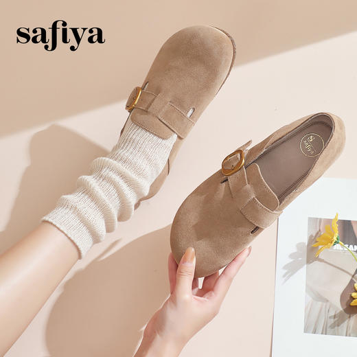 Safiya/索菲娅 2024春新款复古勃肯鞋一脚蹬两穿软底单鞋 SF41112145 商品图8
