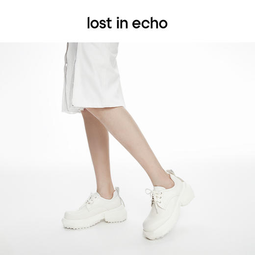 成毅同款lost in echo2024春季新款设计师品牌圆头绑带切面厚底德比鞋简洁 商品图4