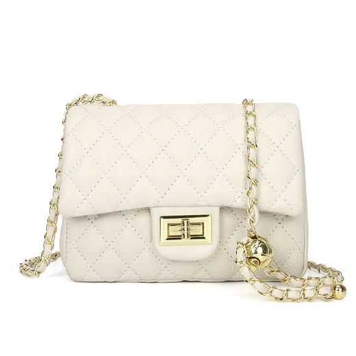 丁摩 真皮小香风链条包头层牛皮女包菱格单肩斜挎包A-0561 商品图4