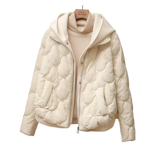 福利款~丁摩 连帽加厚白鸭绒假两件短裤羽绒服XYH01 商品图4