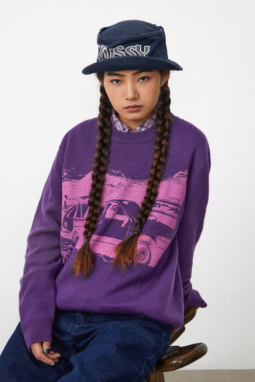 CryingCenter美式复古汽车印花圆领毛衣男女休闲宽松长袖哭喊中心 商品图5