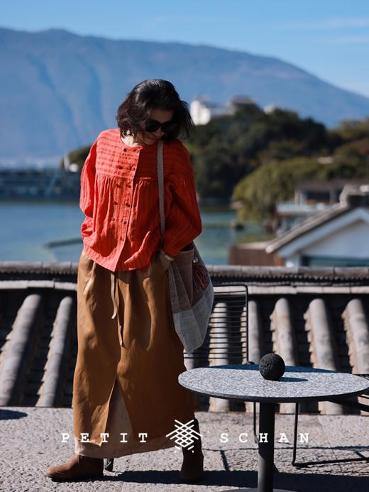 PETIT SCHAN小闪 CLO#420 Ambilight 流光溢彩 意大利进口亚麻混纺抽绳开叉半身裙 商品图1