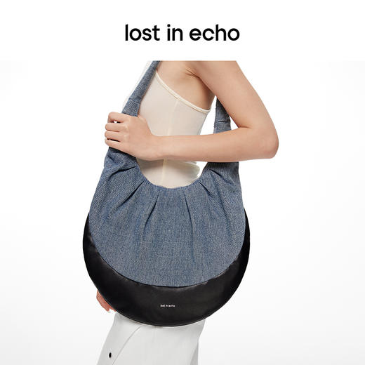 lost in echo2024春季新款设计师品牌拼接褶皱大号水滴包大气时髦 商品图3