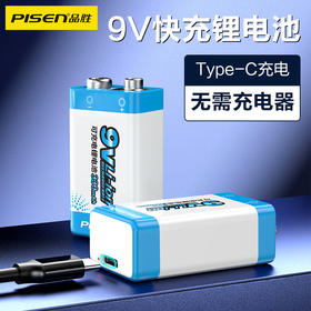 品胜 9V充电锂电池(带Type-C供电)  支持游戏机/话筒等设备
