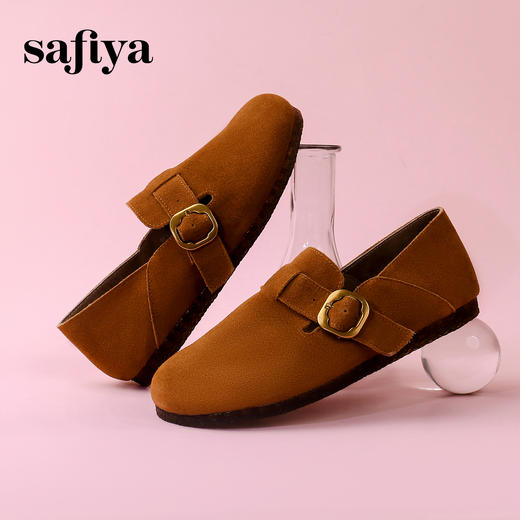Safiya/索菲娅 2024春新款复古勃肯鞋一脚蹬两穿软底单鞋 SF41112145 商品图3