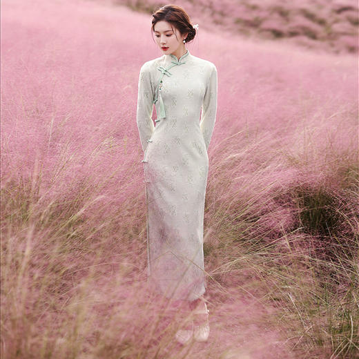 MLS-6809秋冬新款复古民国风水貂毛复合名媛柔软气质中国风旗袍 商品图1