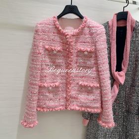 BeQueenStory【人间水蜜桃】重工编织彩色亮片羊毛小香外套&连衣裙