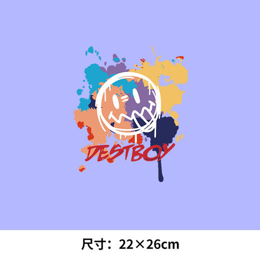 潮牌涂鸦恶魔笑脸T恤印花胶印图案柯式过粉热转印烫画 商品图1