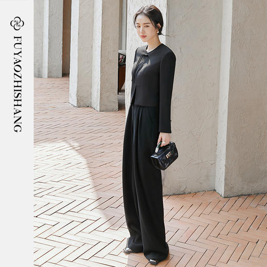 新中式短款西装套装女小众设计感短外套休闲裤两件套 商品图7