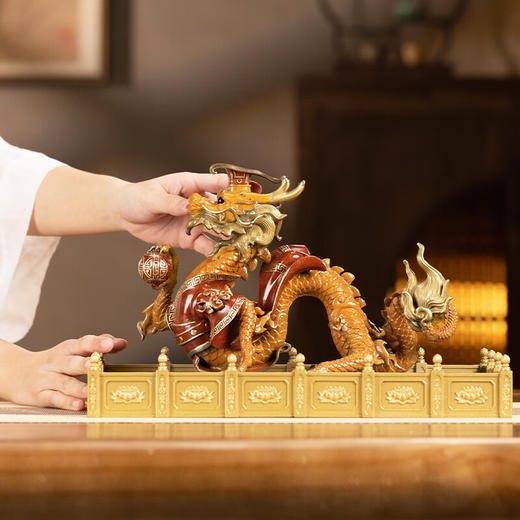 【6F】朱炳仁铜  龙御天下之龙运亨通龙客厅玄关工艺品家居装办公室摆件礼品 龙御天下之龙运亨通 商品图2