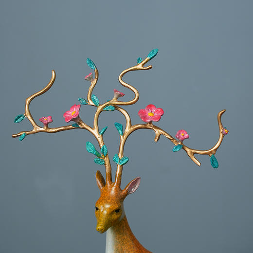 纯铜梅花鹿一鹿生花摆件大号招财鹿家居客厅进门玄关电视柜装饰品古法铸造 商品图7