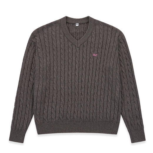 CryingCenter 花棕花绿V领美式复古学院麻花宽松毛衣 哭喊中心 商品图3