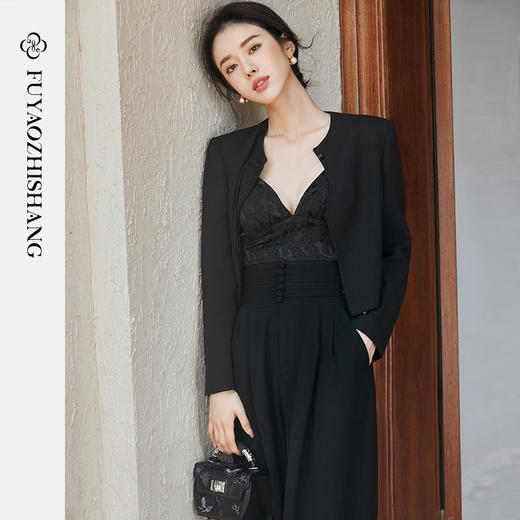 新中式短款西装套装女小众设计感短外套休闲裤两件套 商品图5