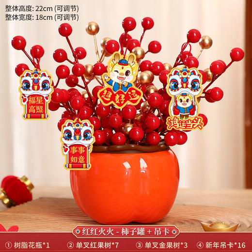 【红红火火过新年 喜气洋洋接福】2024龙年过年新年装饰发财果元旦春节 布置用品喜庆摆件福桶客厅 家装好帮手 随处可放 多配件可搭配 商品图10