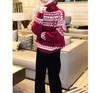 AHM-8608新年圣诞风红色毛衣2024春季新款法式慵懒风百搭宽松高领针织衫 商品缩略图2