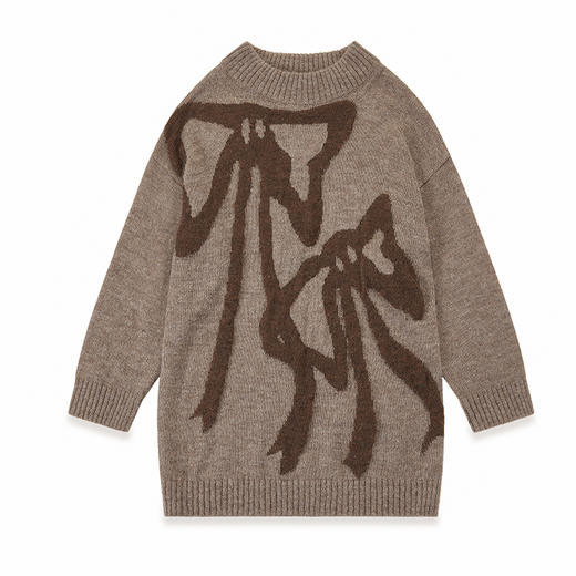 CryingCenter 棕咖色柔柔马海毛宽松长款圆领蝴蝶结毛衣 哭喊中心 商品图4