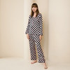 Solo seta桑蚕丝睡衣套装女长袖家居服丝绸印花棋盘格子2025 商品缩略图3