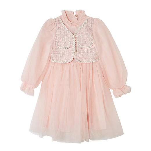 笛莎DEESHA女童2024年春季新款时尚拼接香风连衣裙 商品图4