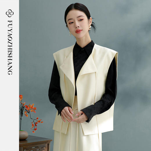 新中式马甲女2026早春新款国风原创系带素色淡雅上衣春 商品图4