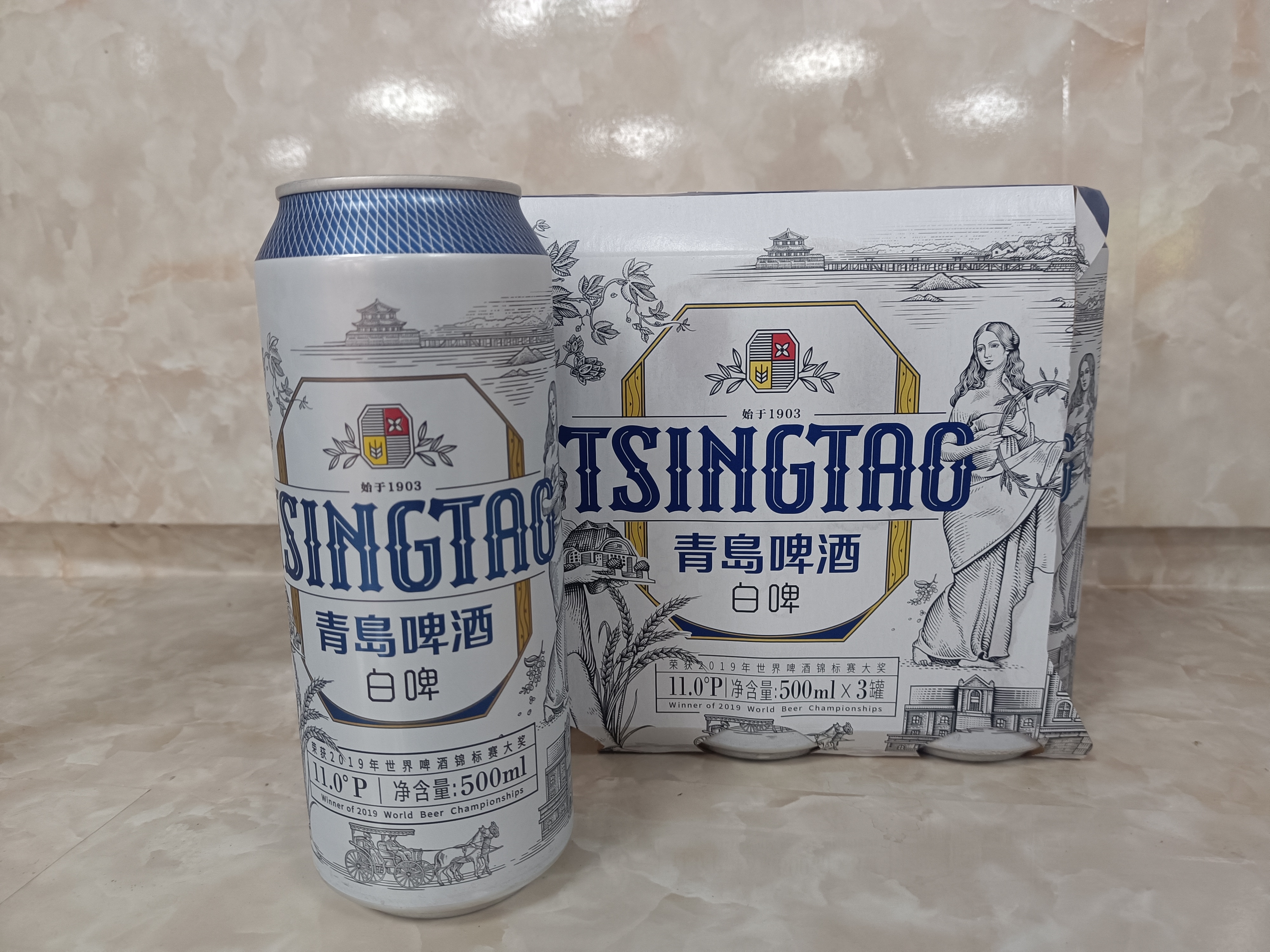 {南宁直播}青岛啤酒 11°青岛啤酒全麦白啤听 500ML*12瓶