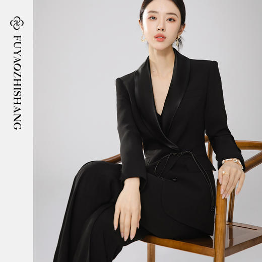 原创新中式盘扣西装短外套女2026春小众西服阔腿裤套装 商品图3