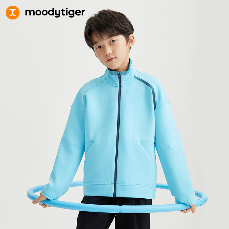 【专属】moodytiger男童空气层外套24年春季新品连帽宽松户外运动服41110401